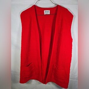 Vintage Milrank Womens Sweater Size Large Open Front Cardigan Pockets Red